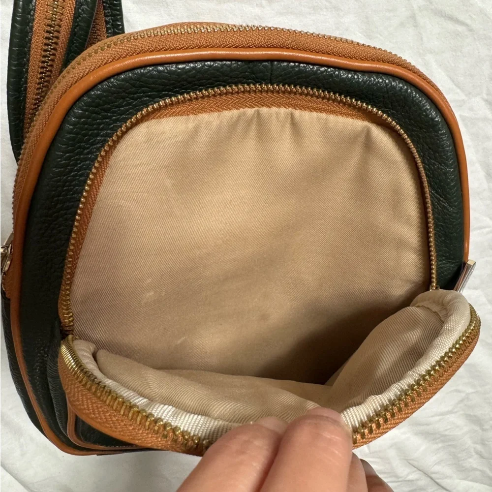 Valentina Dark Green with Brown Italian Small Backpack